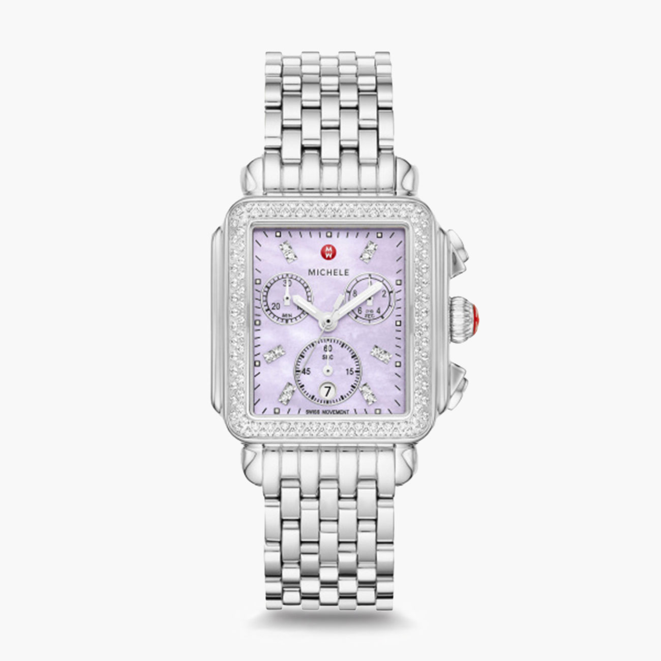 Deco Lavender Mother of Pearl Dial Diamond Watch Front