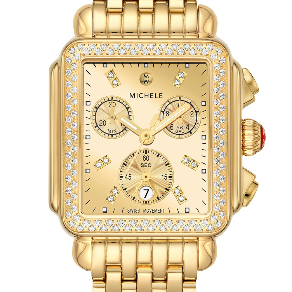 Michele Deco High Shine Gold Dial Chronograph