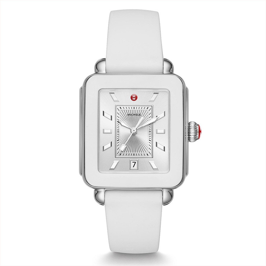Michele Stainless Steel Deco Sport White Silicone Watch