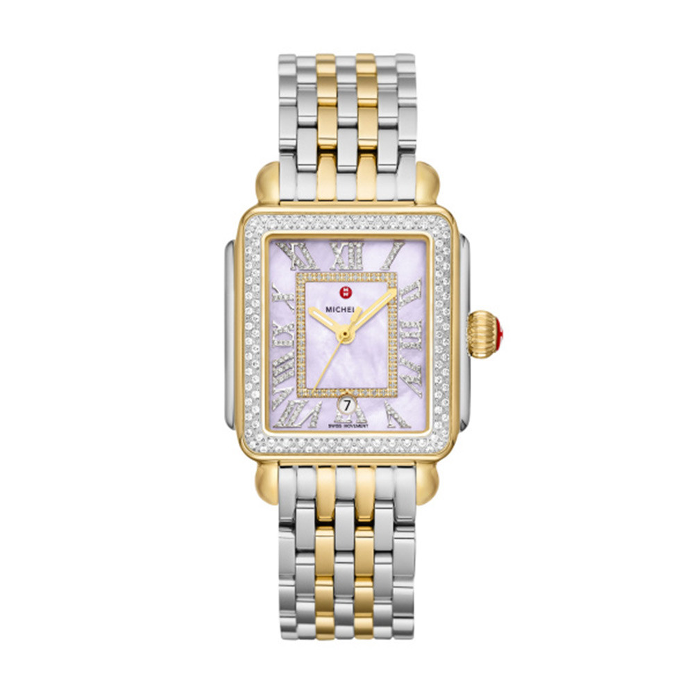 Michele Deco Madison Two Tone Lavender Diamond Watch