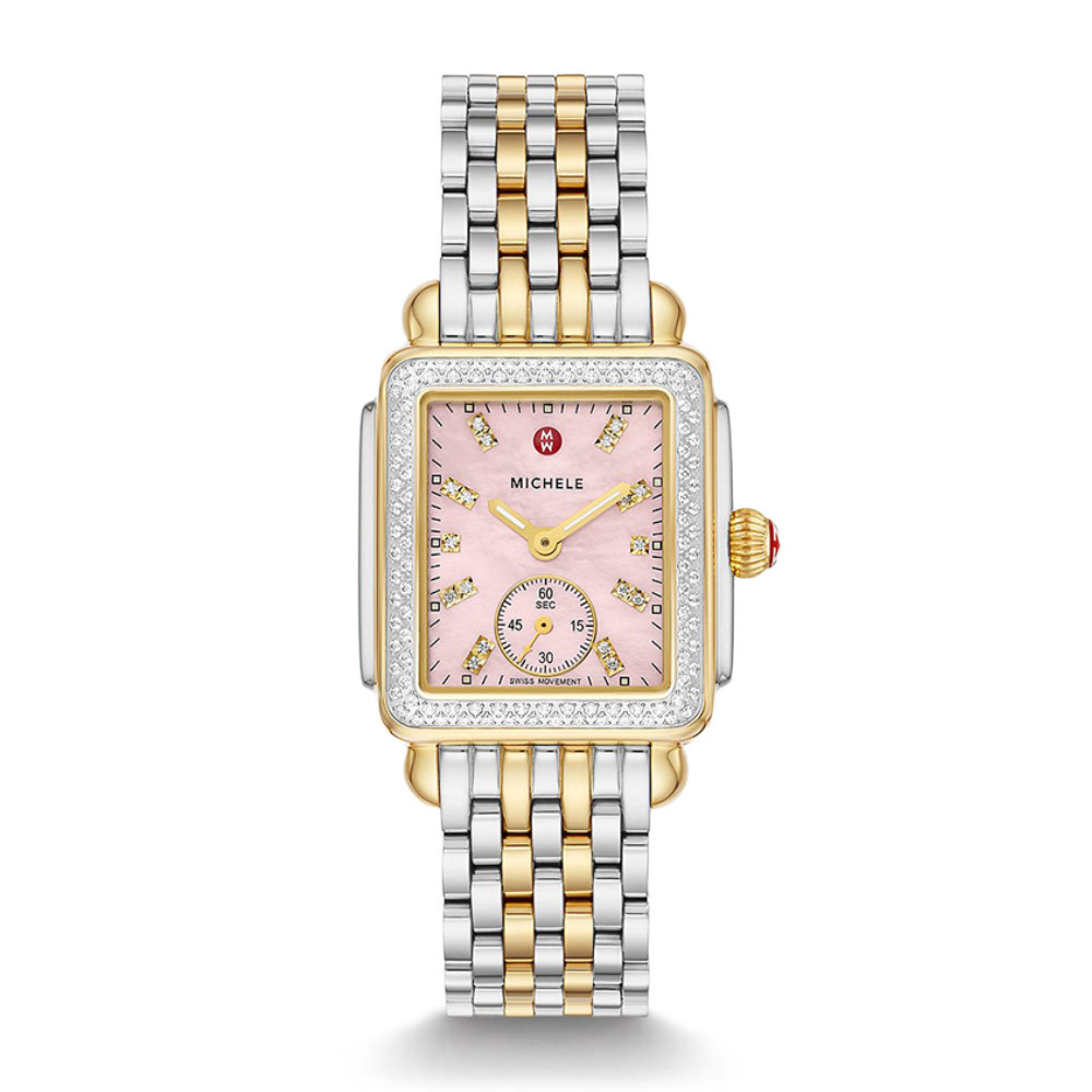 Michele Deco Mid Two-Tone Mother of Pearl Diamond Watch
