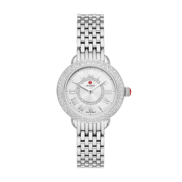 Michele Petite Stainless Steel Diamond Watch