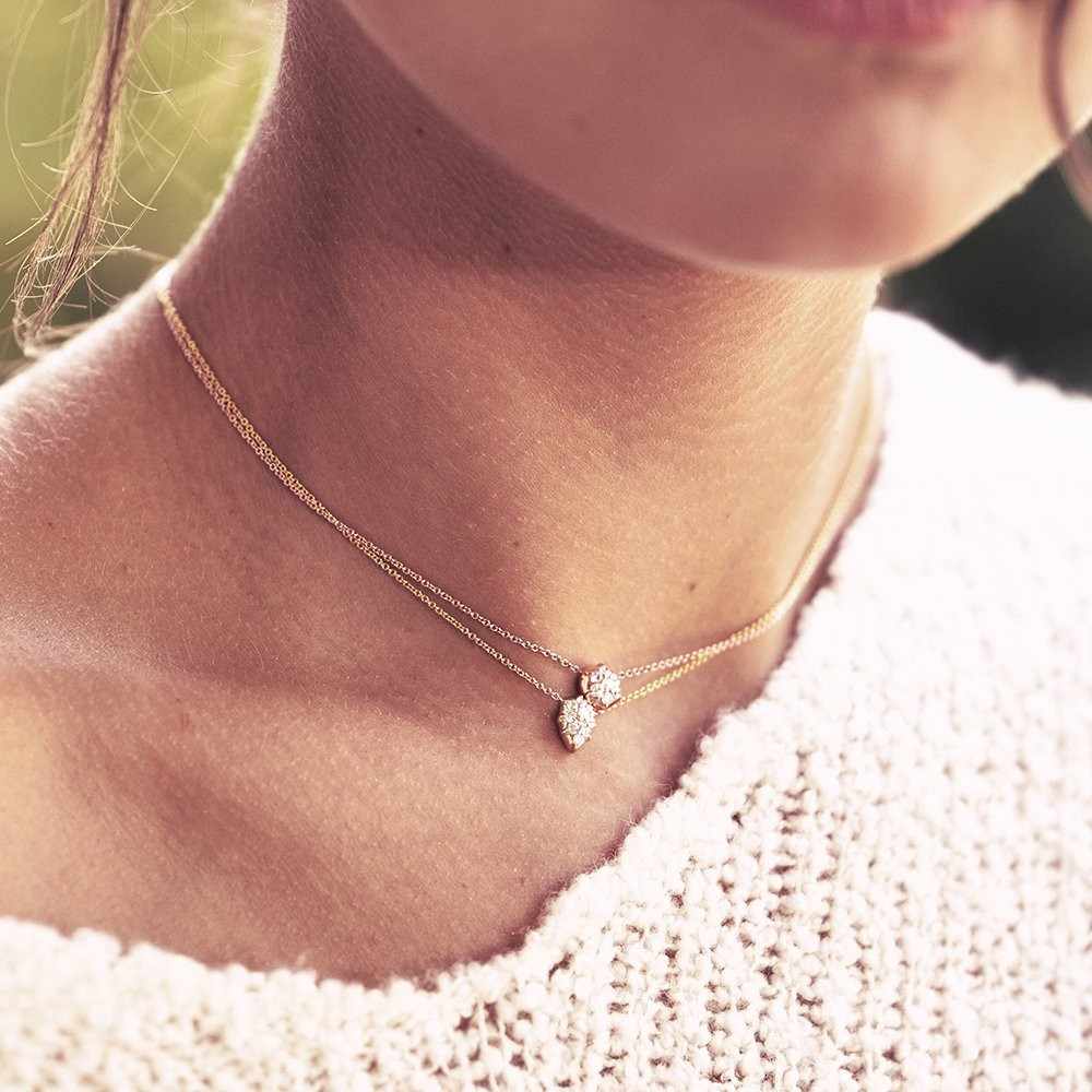 Rose Gold Venus Diamond Choker Necklace by Carbon & Hyde on Model