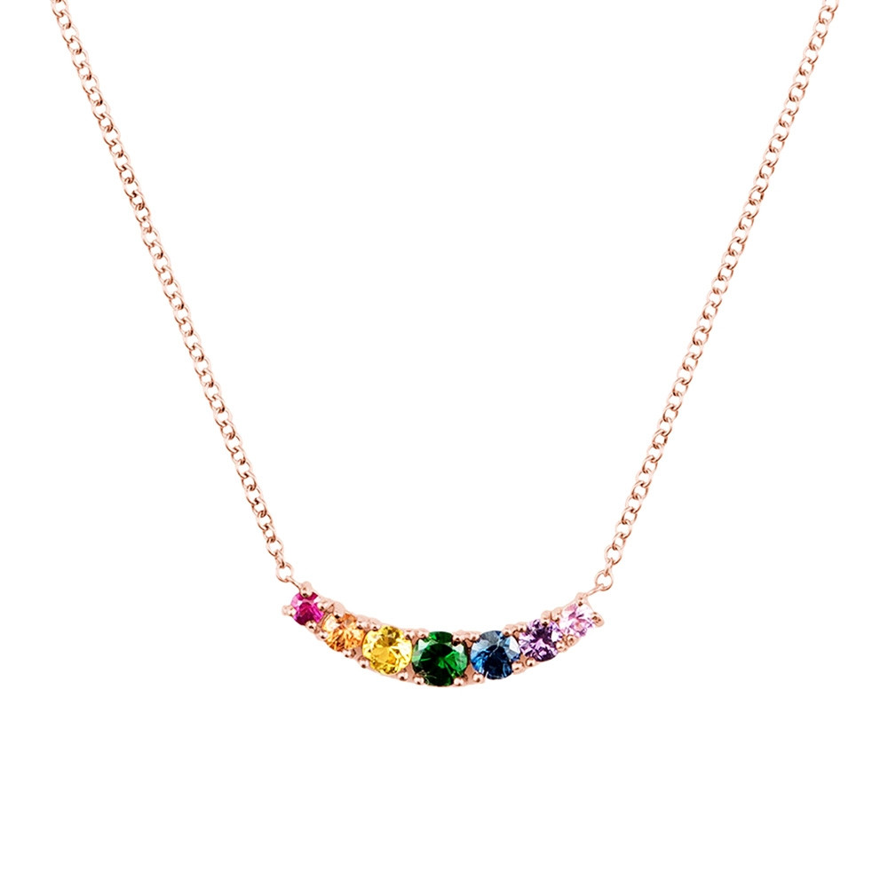 Carbon & Hyde Rose Gold Rainbow Gemstone Cinderella Pendant Necklace