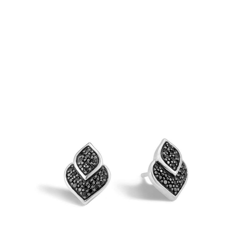 John Hardy Naga Silver & Black Gemstone Stud Earrings