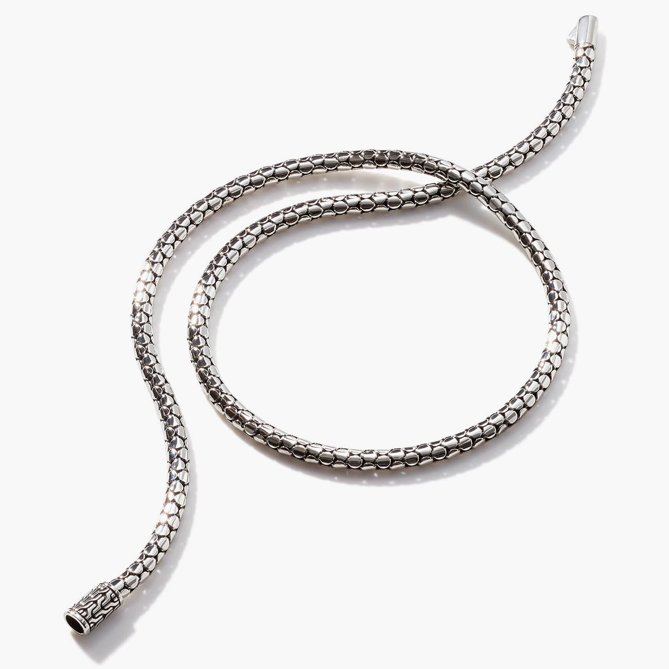 John Hardy Dot Small Silver Chain Necklace 36" Coiled