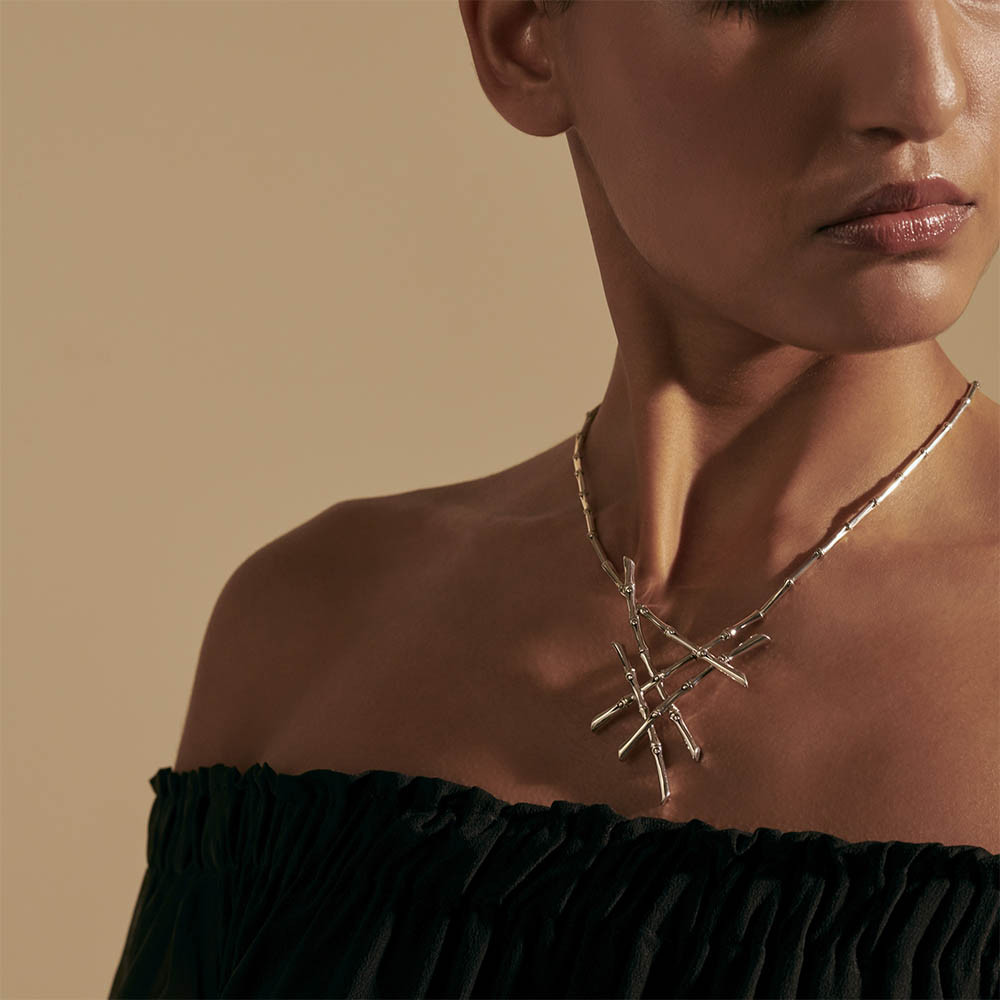 John Hardy Bamboo Cluster Necklace on Model