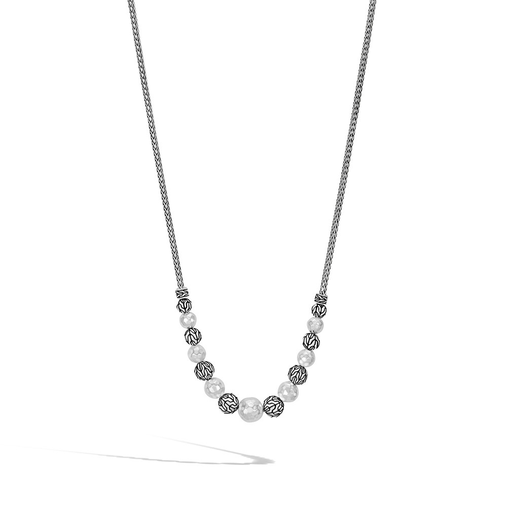 John Hardy Classic Chain Hammered Silver Bead Necklace