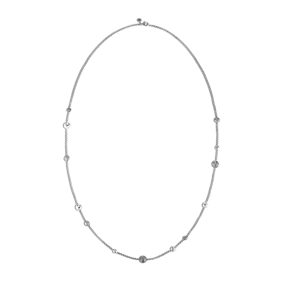 John Hardy Classic Chain Hammered Station Necklace in Sterling Silver
