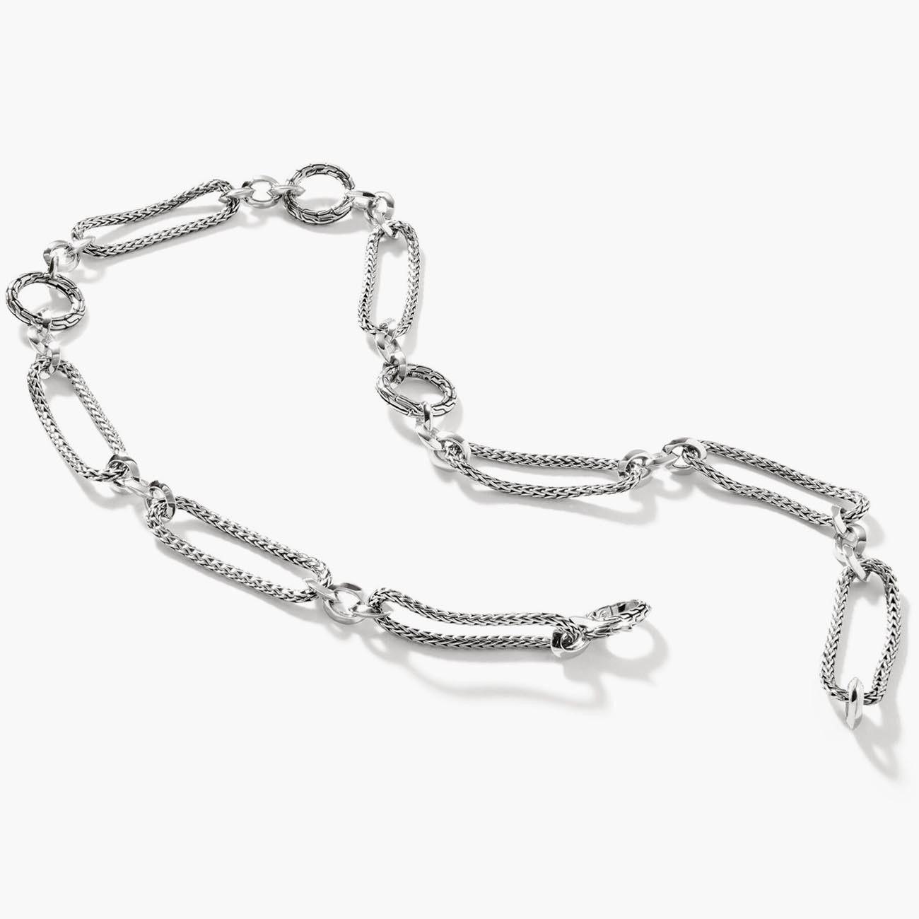 John Hardy Silver Knife Edge Chain Necklace Unclasped
