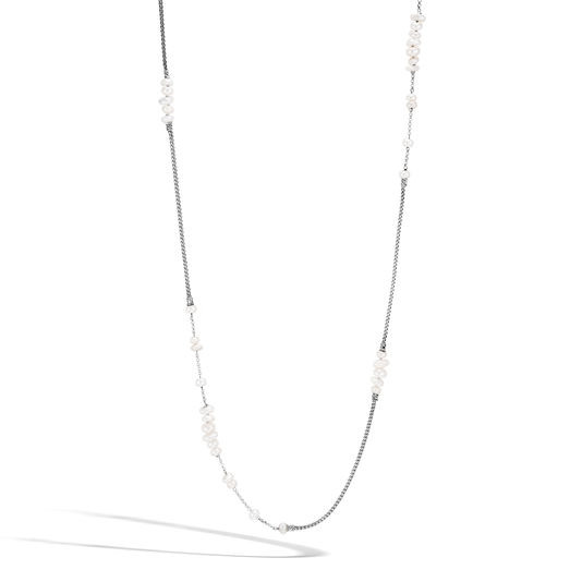 John Hardy Classic Chain Pearl Station Necklace in Sterling Silver