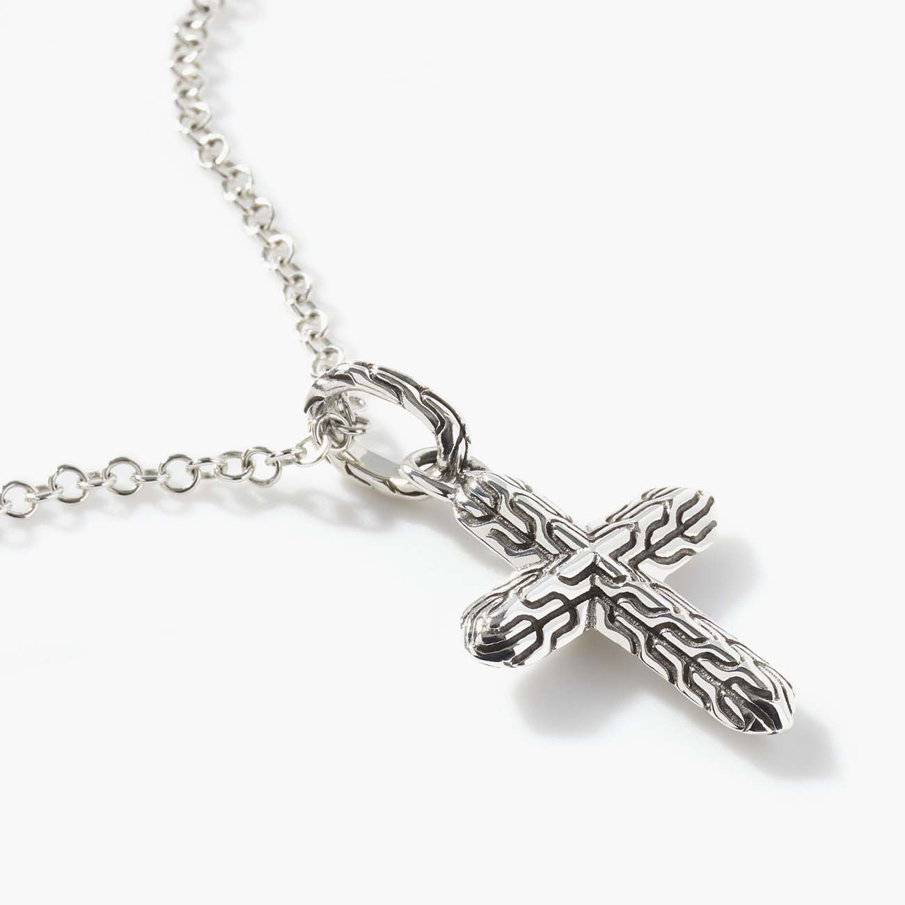 John Hardy Classic Chain Cross Necklace in Sterling Silver front view