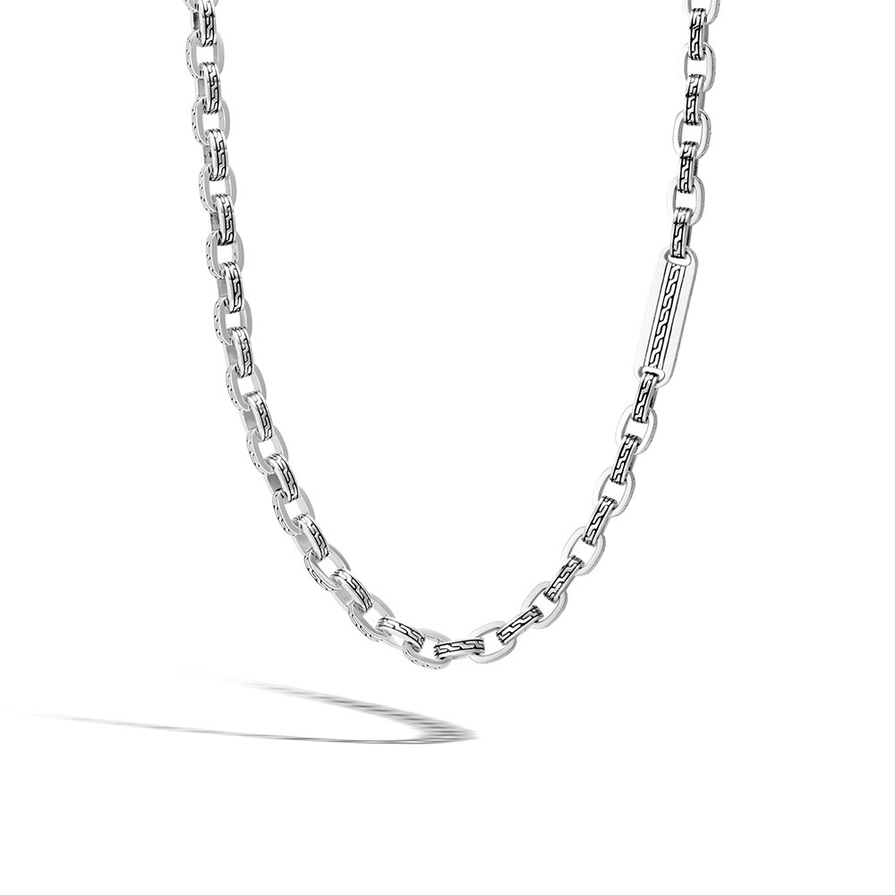 John Hardy Classic Chain Long Silver Link Station Necklace