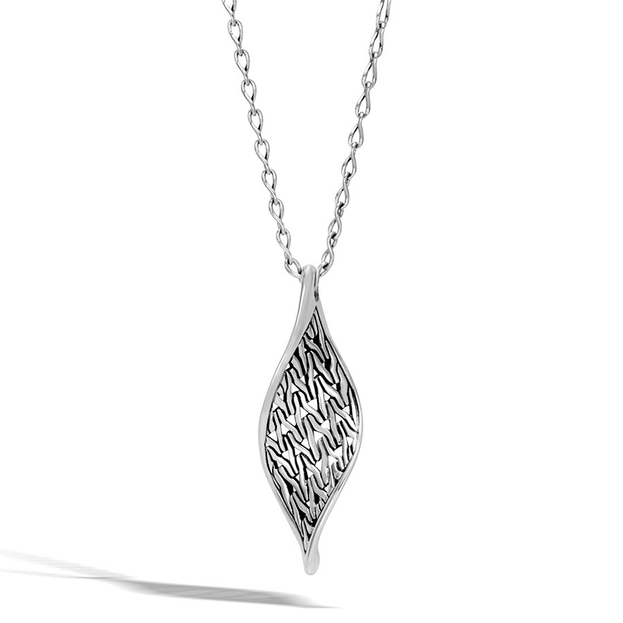 John Hardy Silver Classic Chain Wave Pendant Necklace