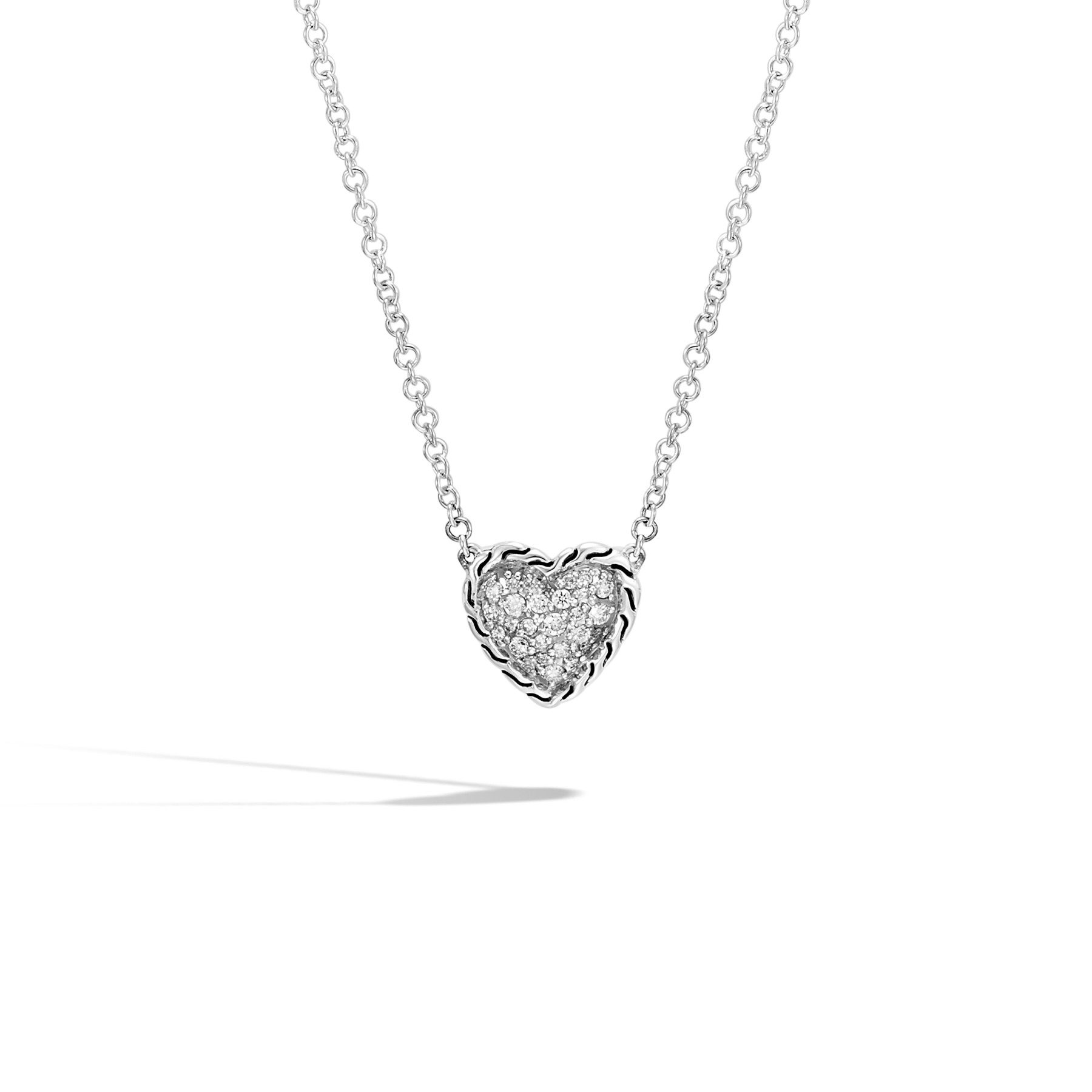 John Hardy Classic Chain Diamond Heart Necklace front view