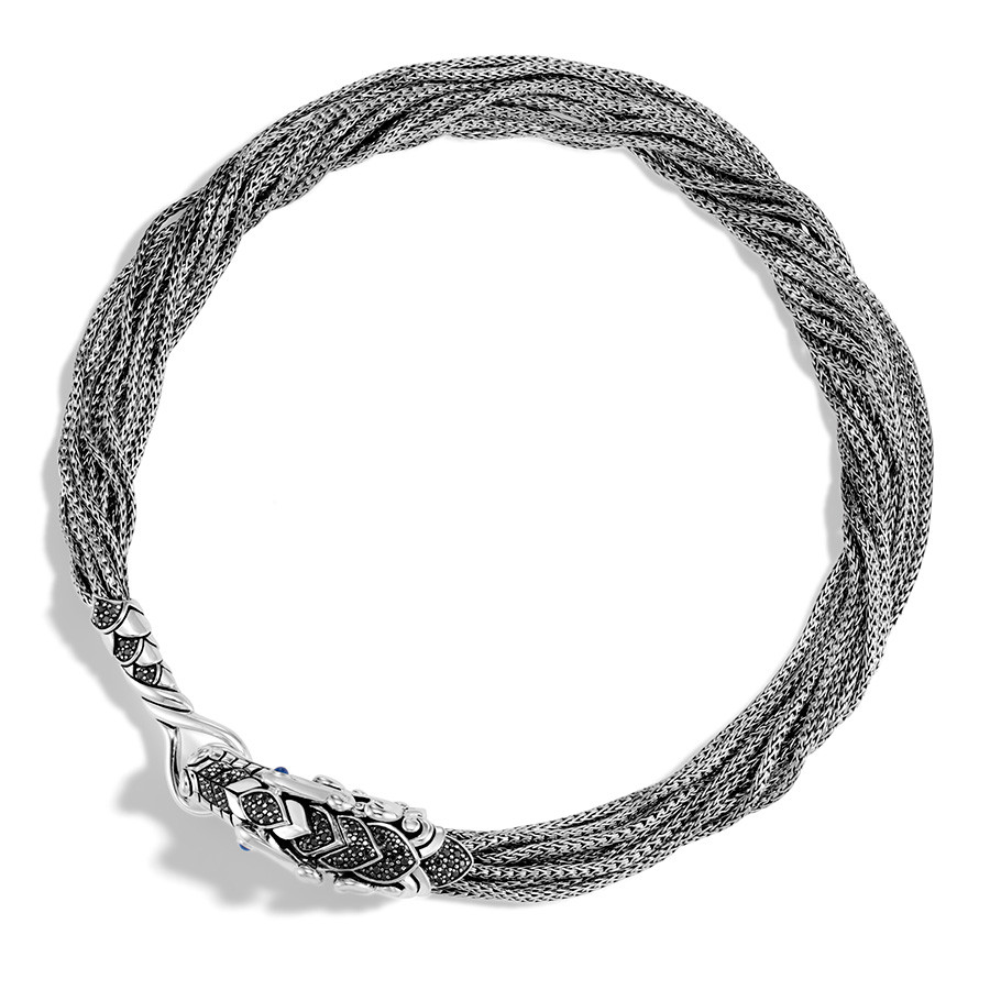 John Hardy Naga Silver Multi Chain Black Sapphire & Spinel Choker Necklace