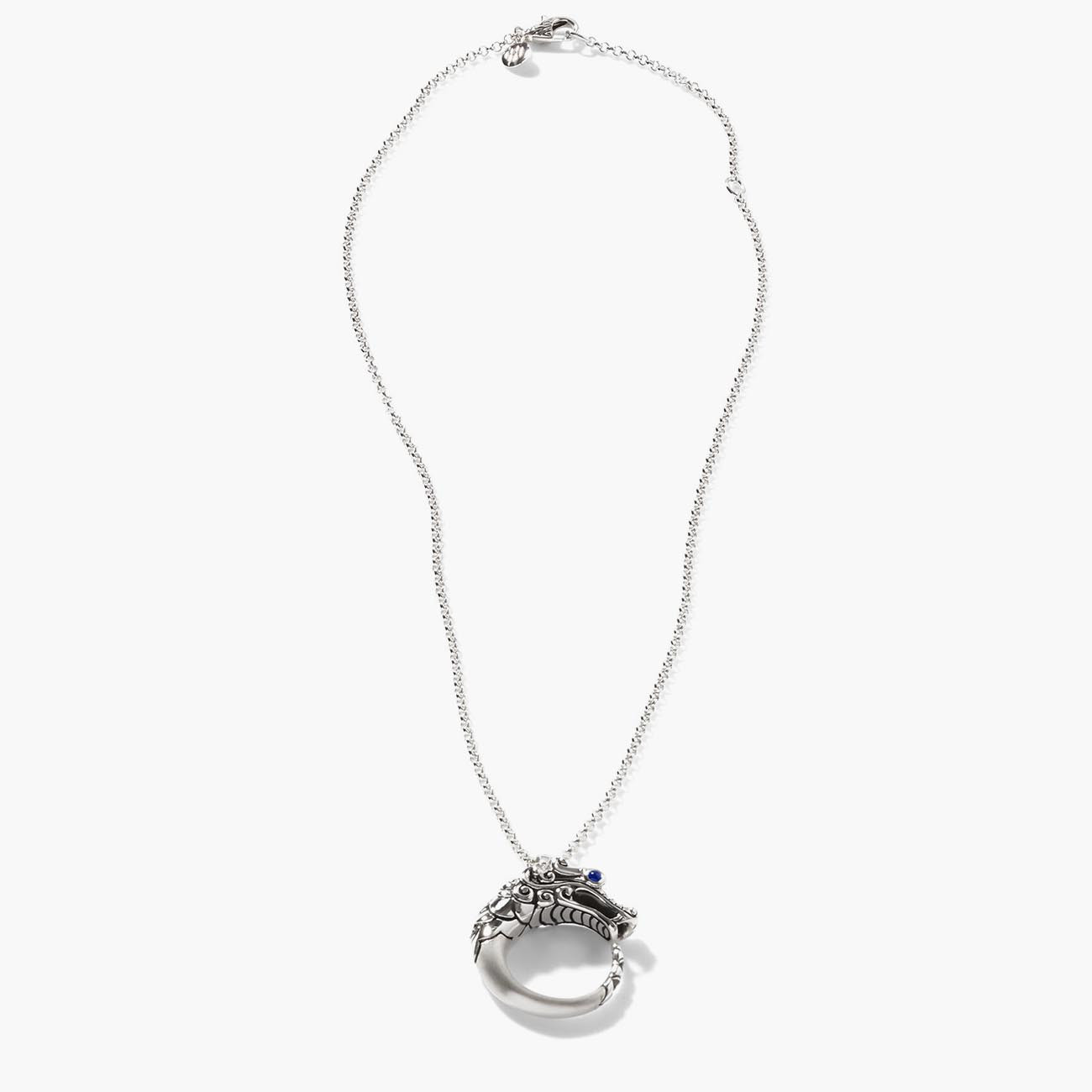 John Hardy Legends Naga Small Black Sapphire & Spinel Dragon Pendant Necklace Full