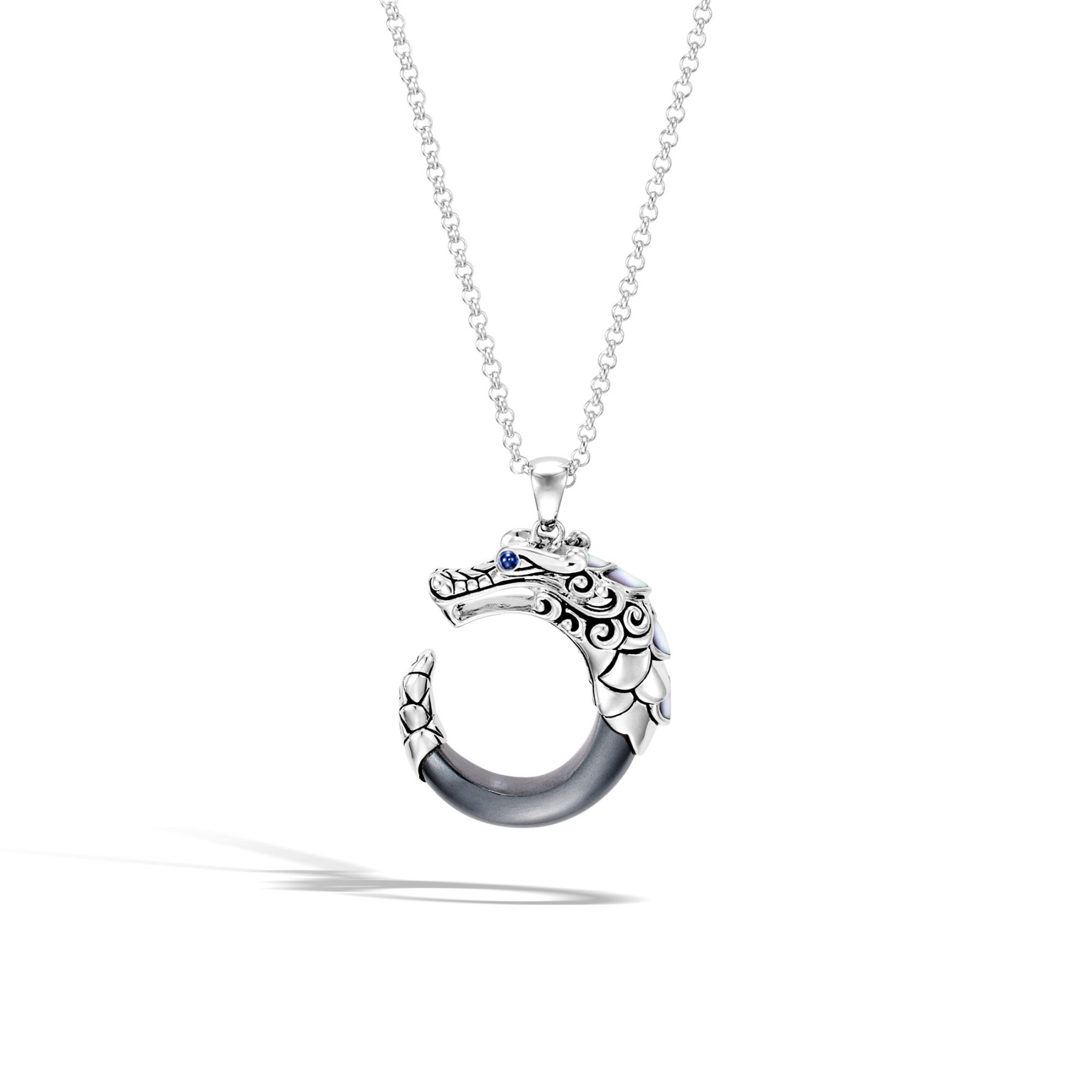John Hardy Legends Naga Curved Dragon Necklace in Sterling Silver