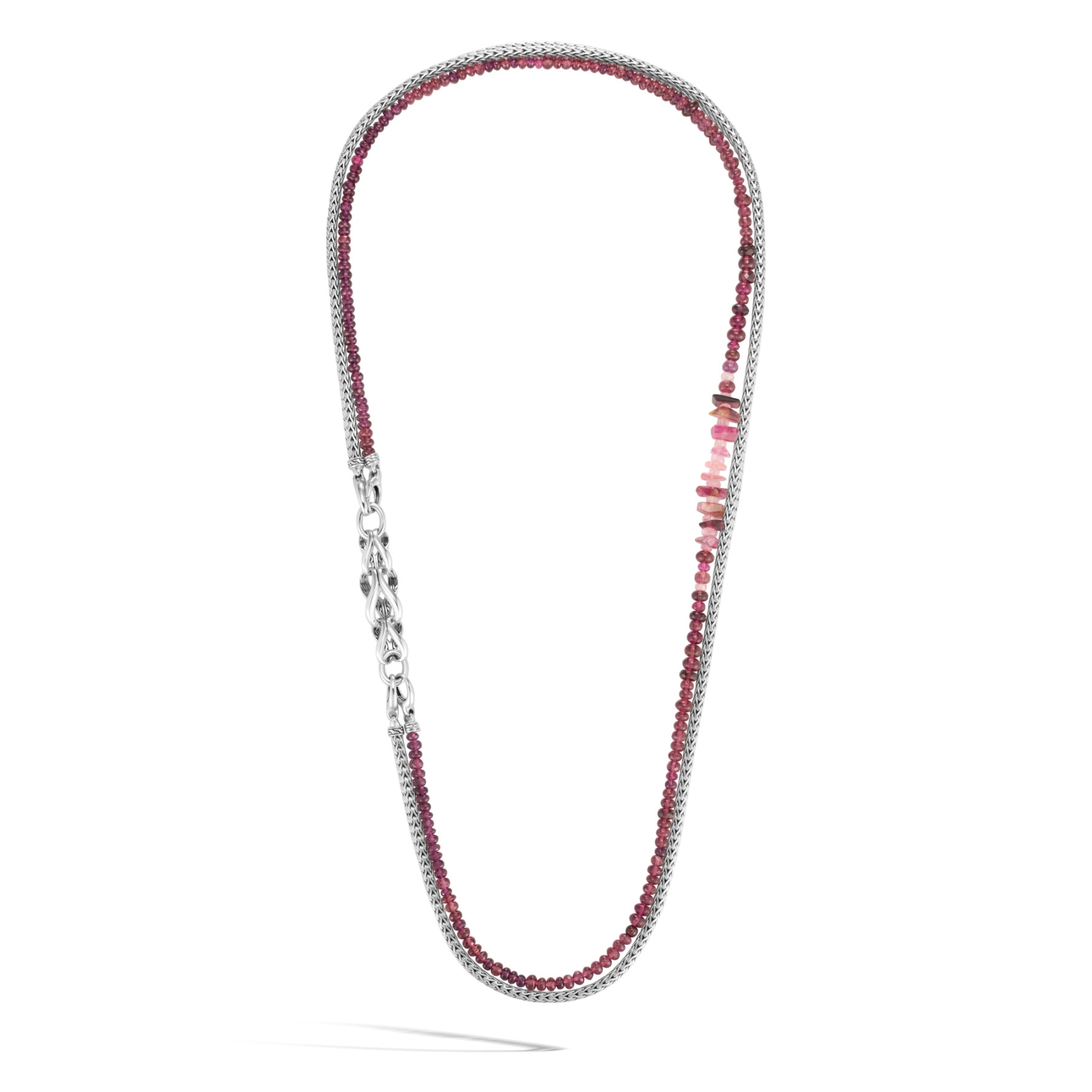John Hardy Asli Classic Chain Pink Tourmaline Long Convertible Necklace