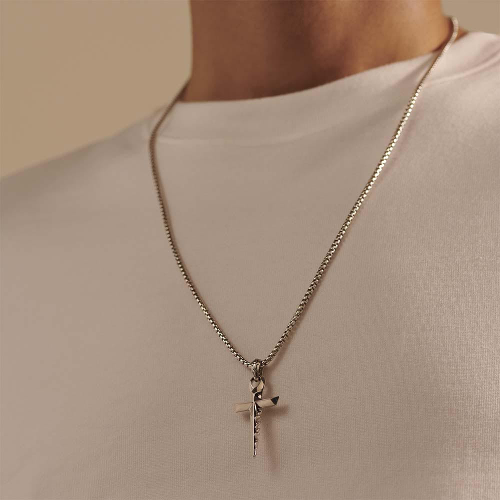 John Hardy Classic Chain Keris Dagger Cross Necklace on model