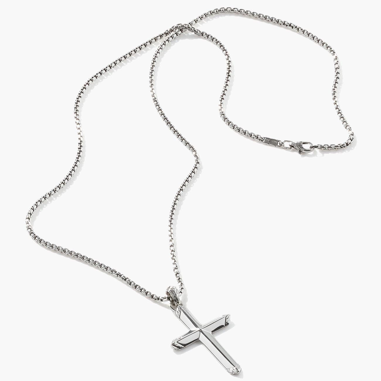 Womens Silver Cross Chain Necklace (Silver)