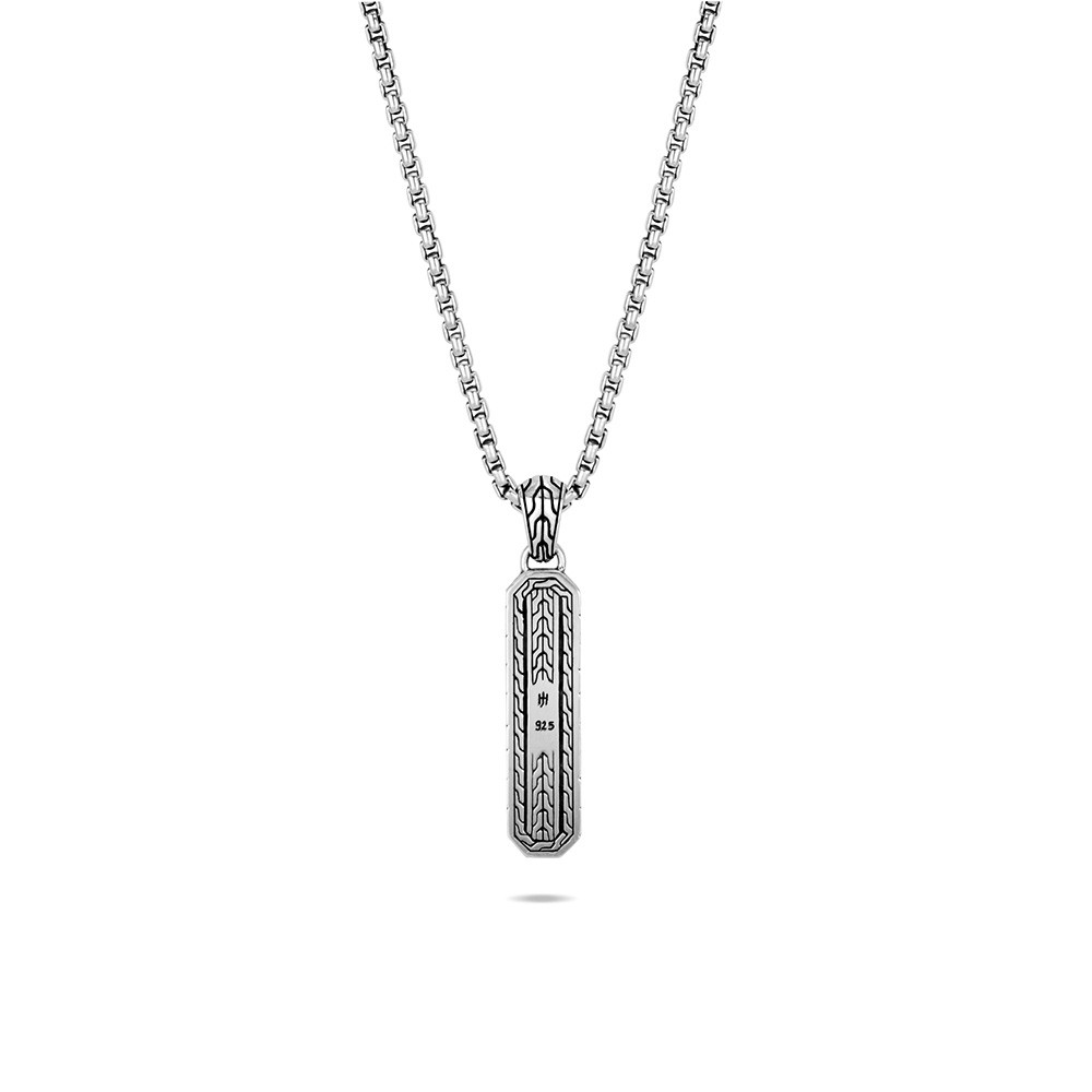 John Hardy Classic Chain Silver and Black Bar Necklace back view 