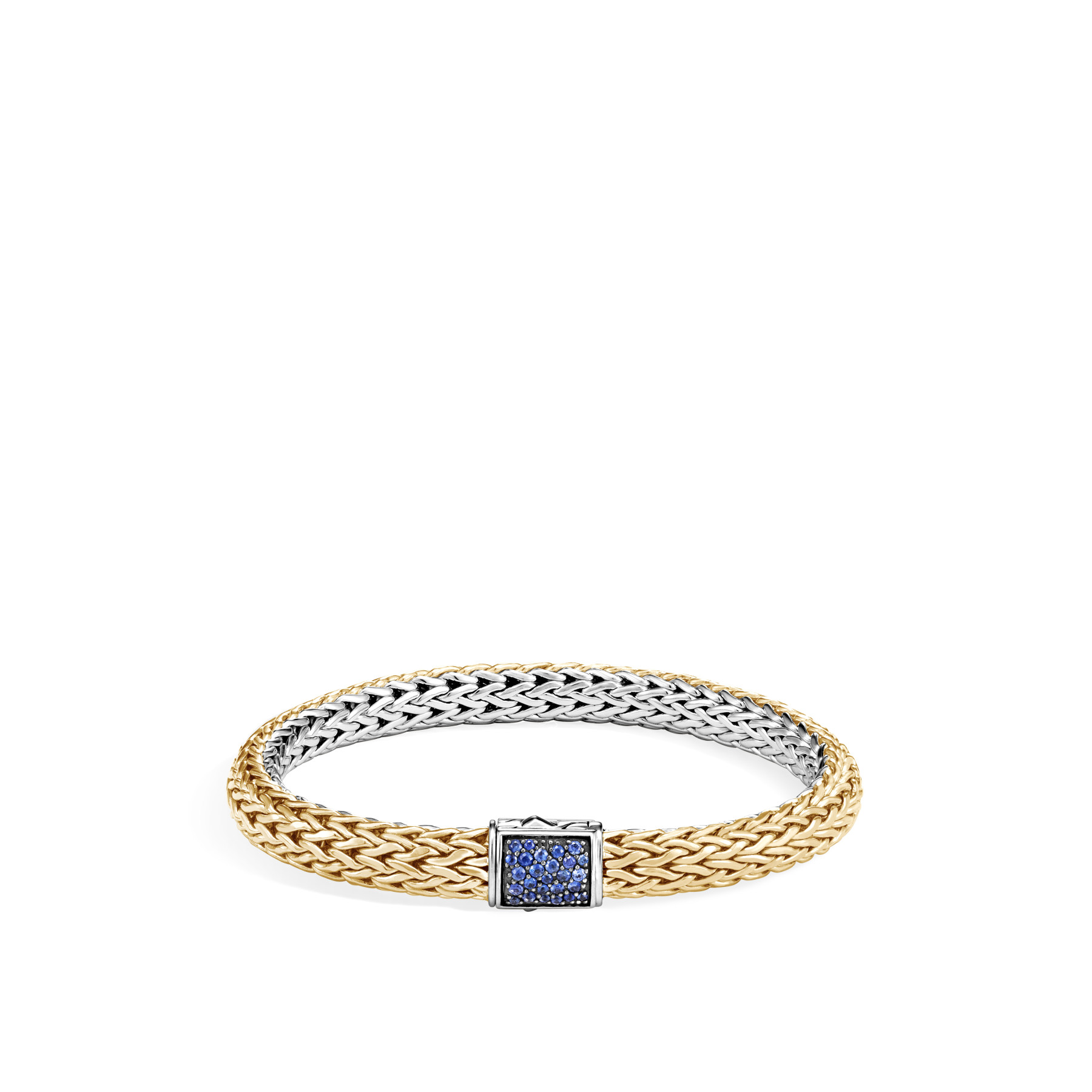John Hardy Classic Chain Two Tone Gemstone Bracelet with Diamonds and Sapphires (7.5mm) front image gold