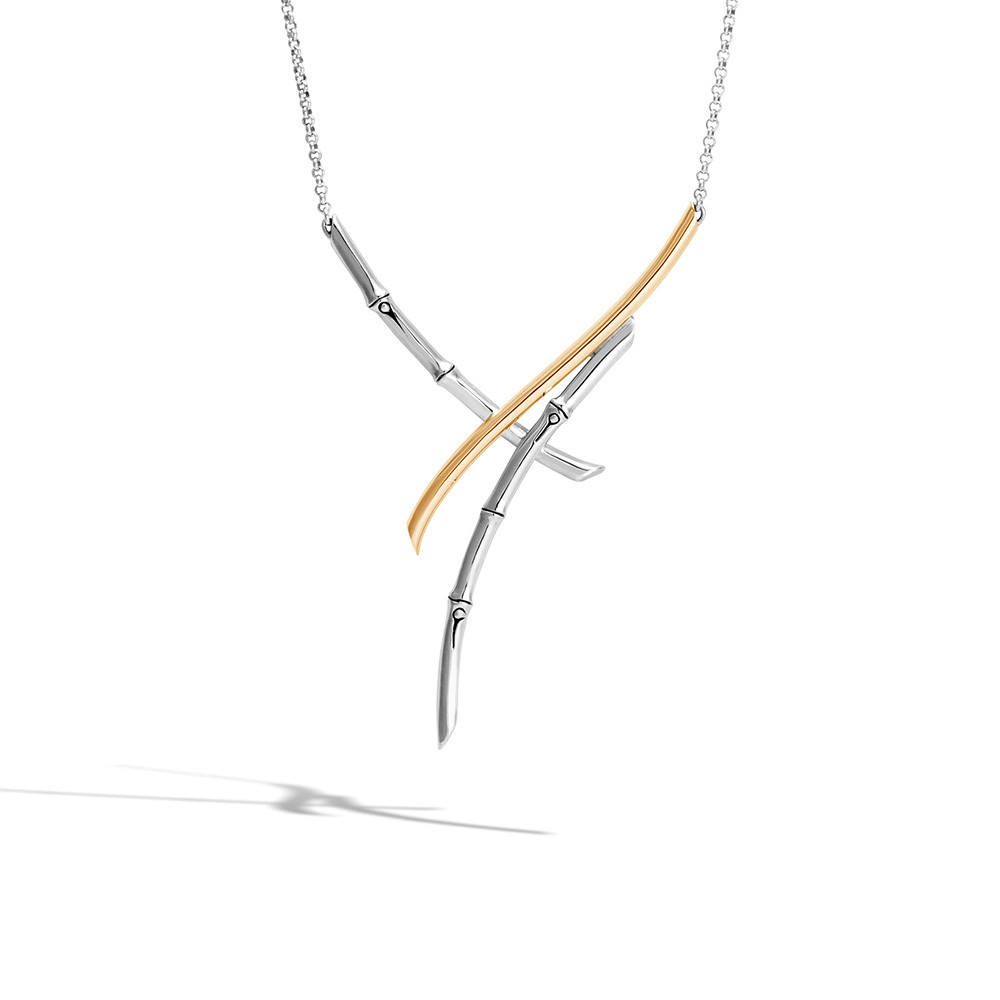 John Hardy Gold & Silver Overlapping Bamboo Branch Necklace