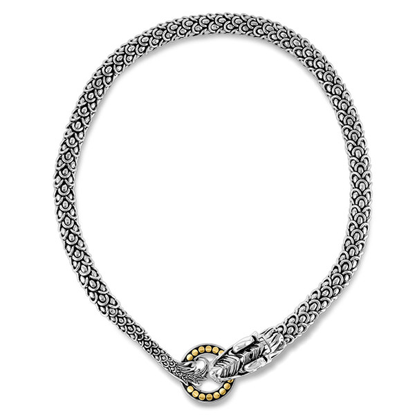 John Hardy Naga Dragon Dot Circle Gold & Silver Chain Necklace