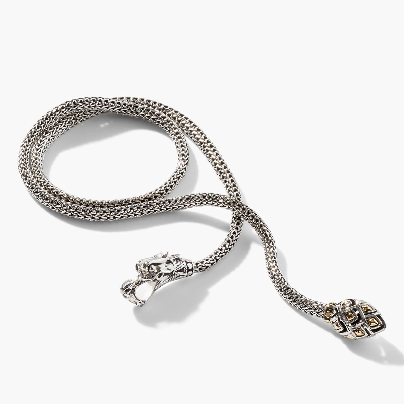 John Hardy Silver & Gold Dragon Lariat Naga Necklace Coiled