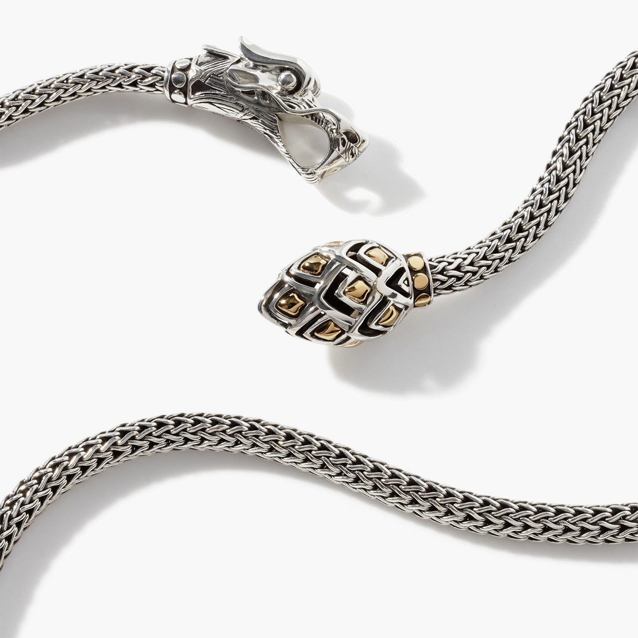 John Hardy Silver & Gold Dragon Lariat Naga Necklace Closeup