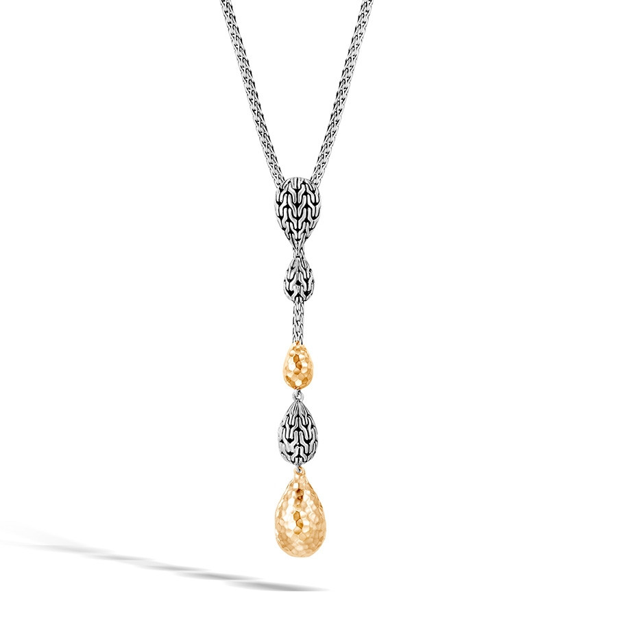 John Hardy Hammered Gold & Silver Classic Chain Lariat Necklace