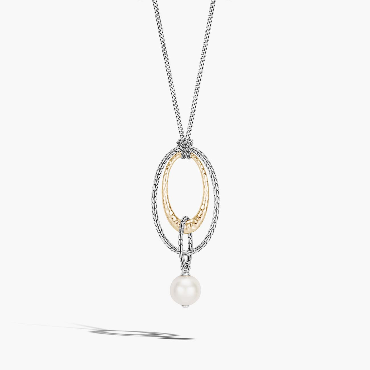 John Hardy Classic Chain Two Tone Pendant Necklace with Pearl