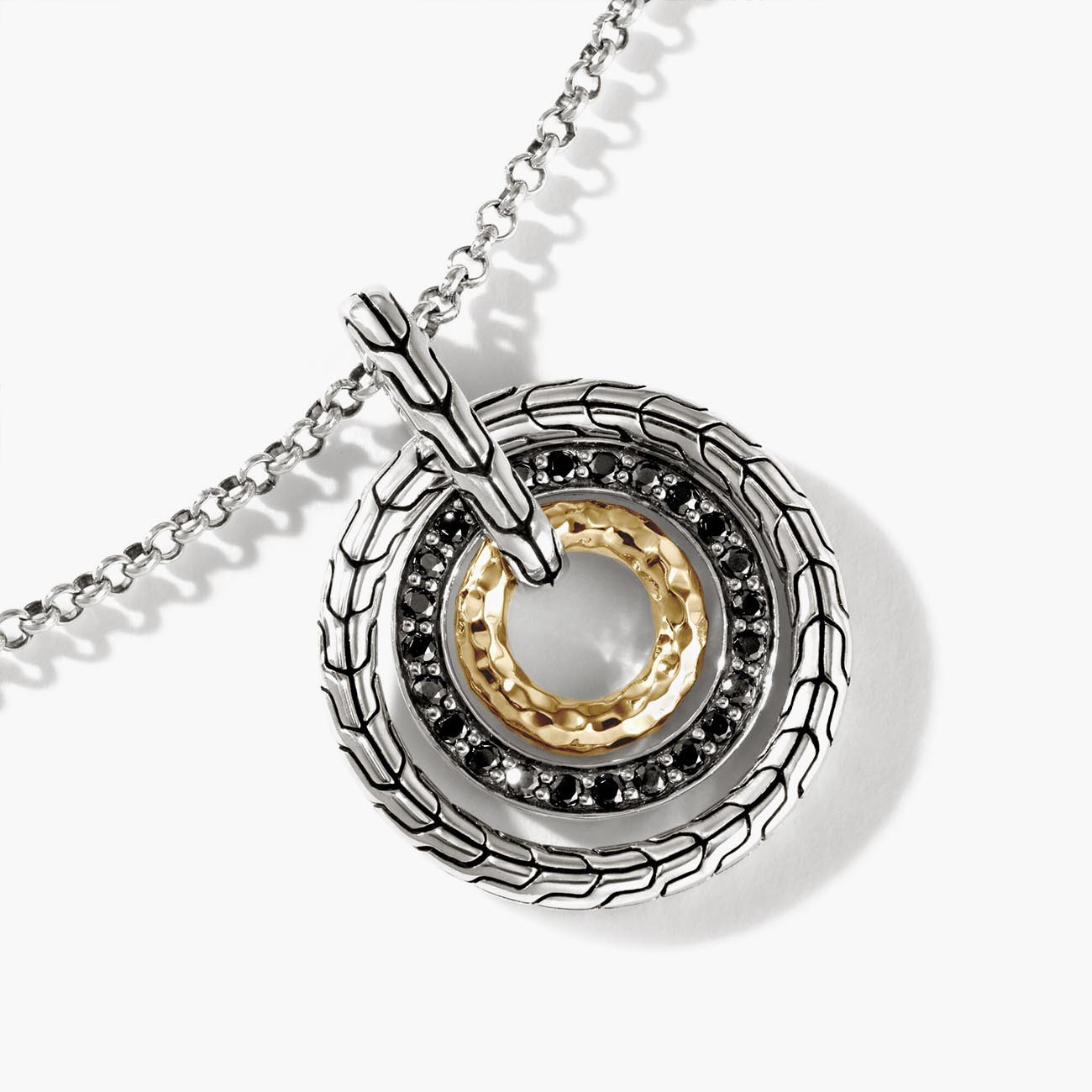 John Hardy Classic Chain Hammered 18k Gold and Silver Pendant