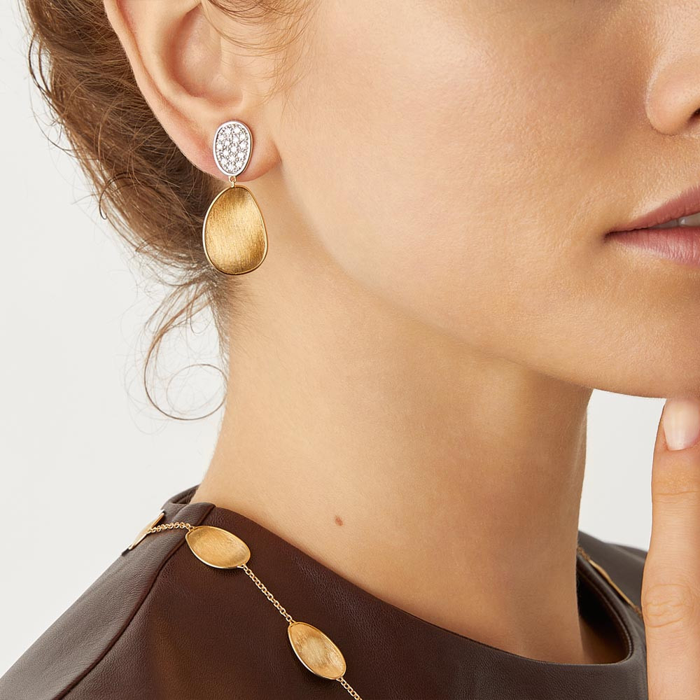 Marco Bicego Lunaria Small Diamond Drop Earrings Lifestyle Model