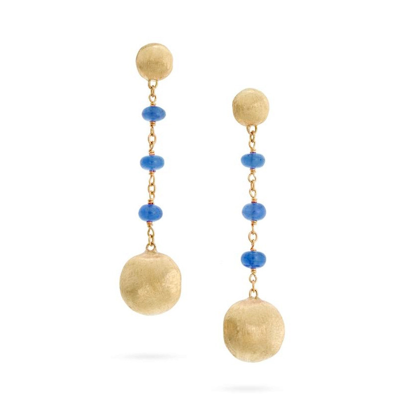Marco Bicego Yellow Gold Africa Color Blue Sapphire Drop Earrings