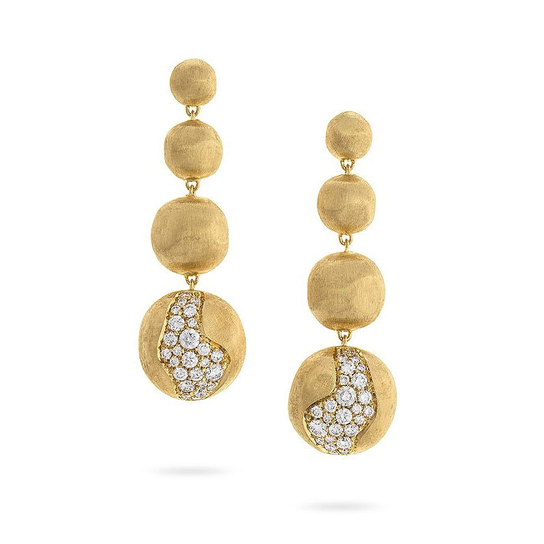 Marco Bicego Africa Constellation Diamond Yellow Gold Graduated Drop Earrings
