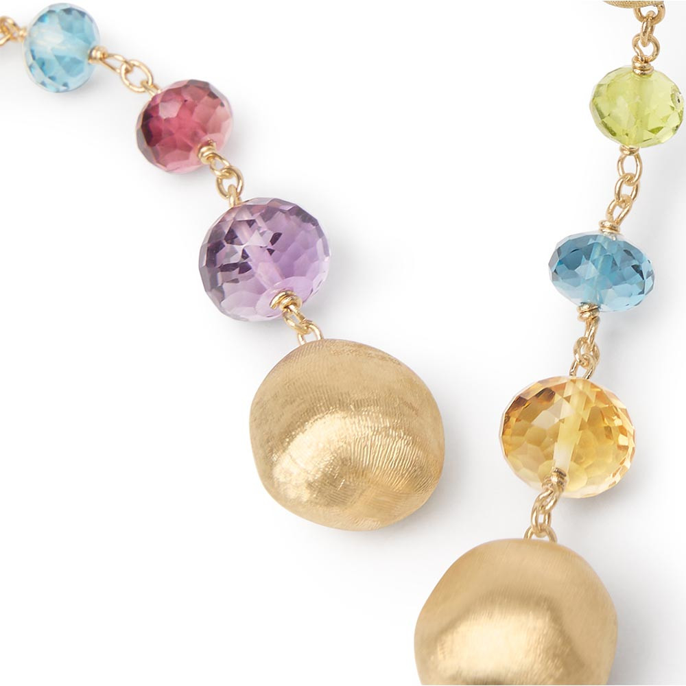 Marco Bicego Yellow Gold Africa Color Mixed Gemstone Drop Earrings Closeup