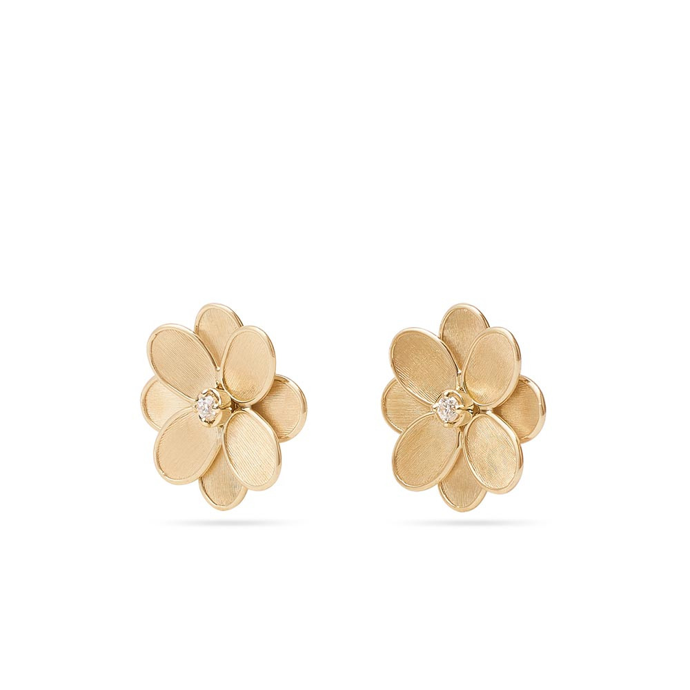 Marco Bicego Petali Diamond Flower Stud Earrings Angle