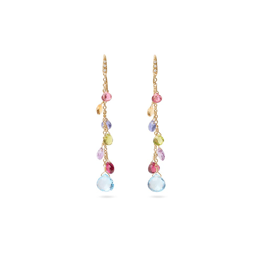 Marco Bicego Paradise 7 Mixed Gemstone Drop Earrings with Diamonds