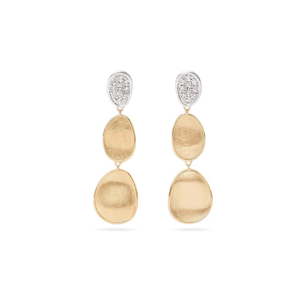 Marco Bicego Lunaria Gold & Diamond Petite Triple Drop Earrings