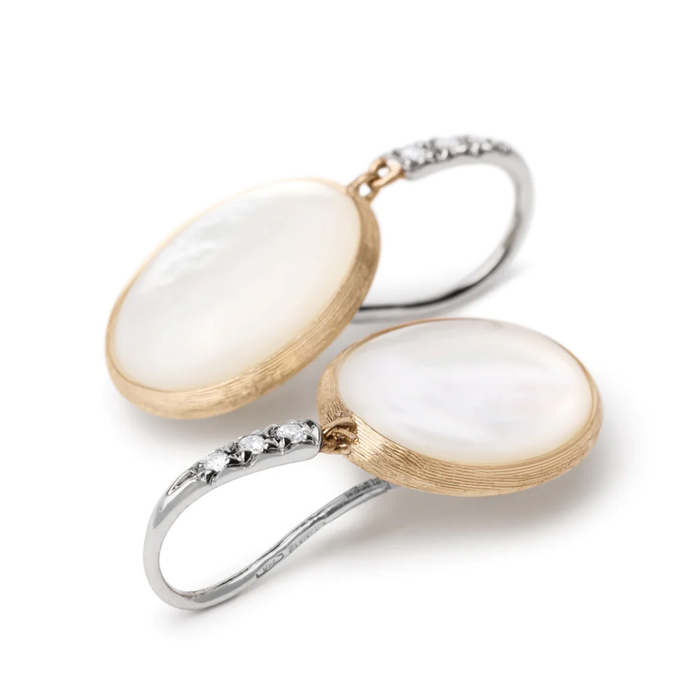 Siviglia Mother of Pearl Diamond Hook Earrings Side
