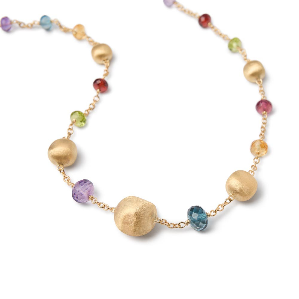 Marco Bicego Yellow Gold Africa Color Mixed Gemstone Station Closeup