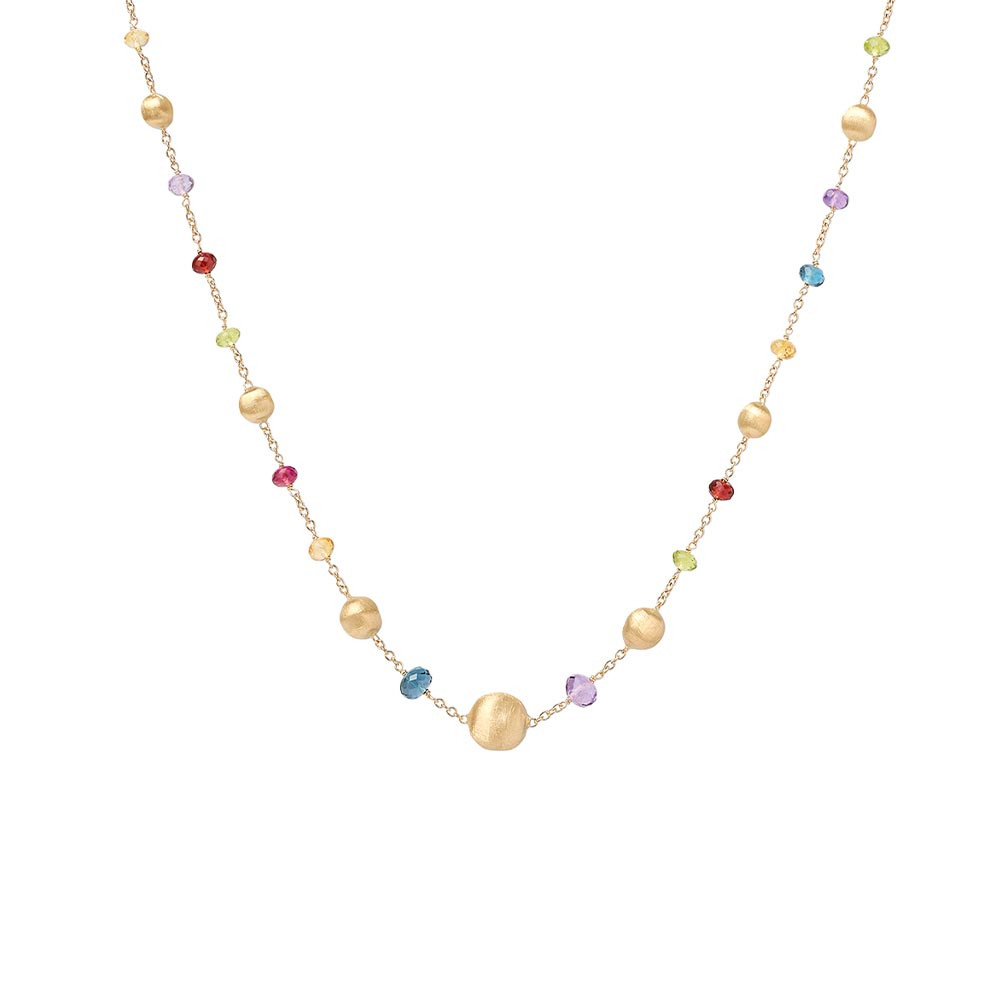 Marco Bicego Yellow Gold Africa Color Mixed Gemstone Station Necklace