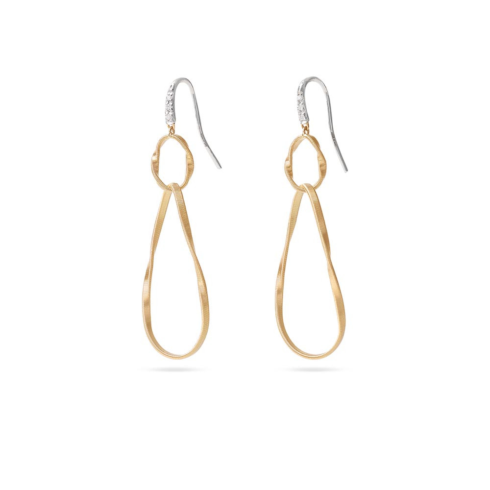 Marco Bicego Marrakech Onde Gold and Diamond Drop Earrings Angle