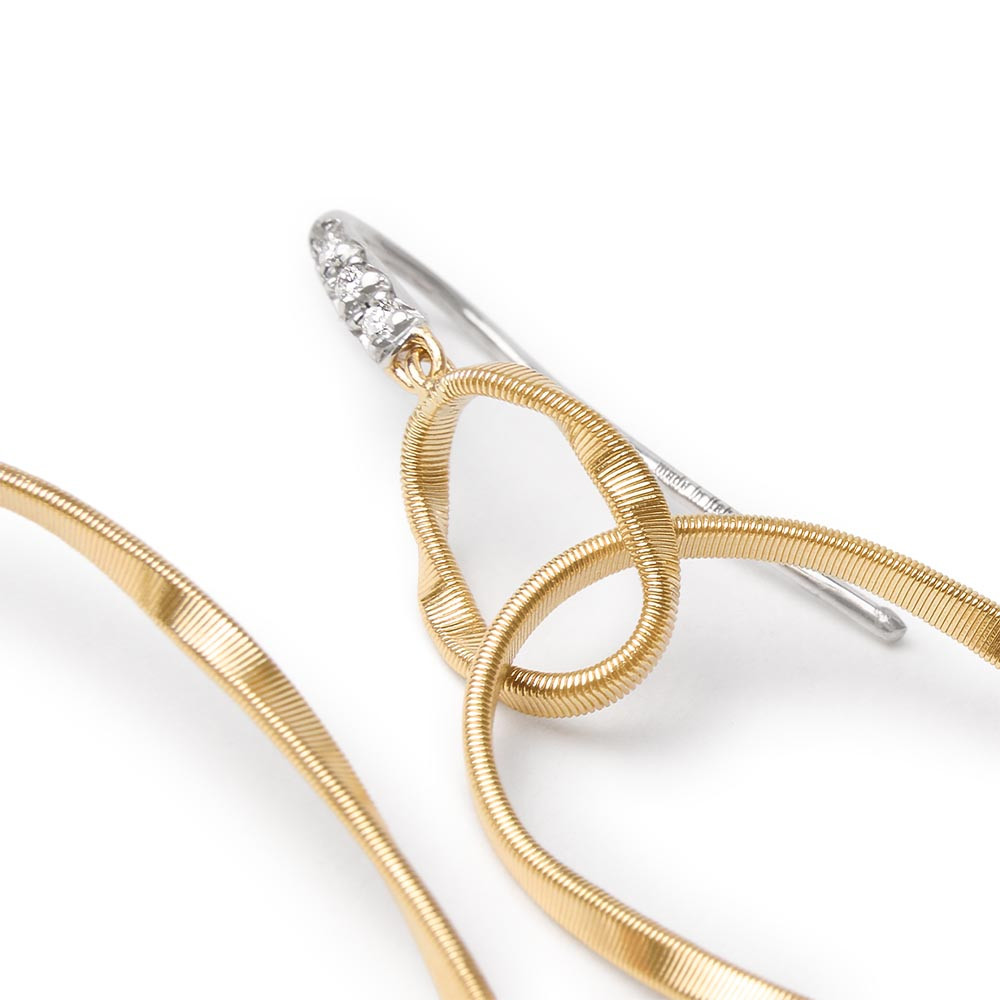 Marco Bicego Marrakech Onde Gold and Diamond Drop Earrings Closeup