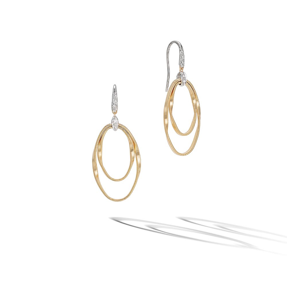 Marco Bicego Marrakech Onde Gold and Diamond Two Strand Earrings