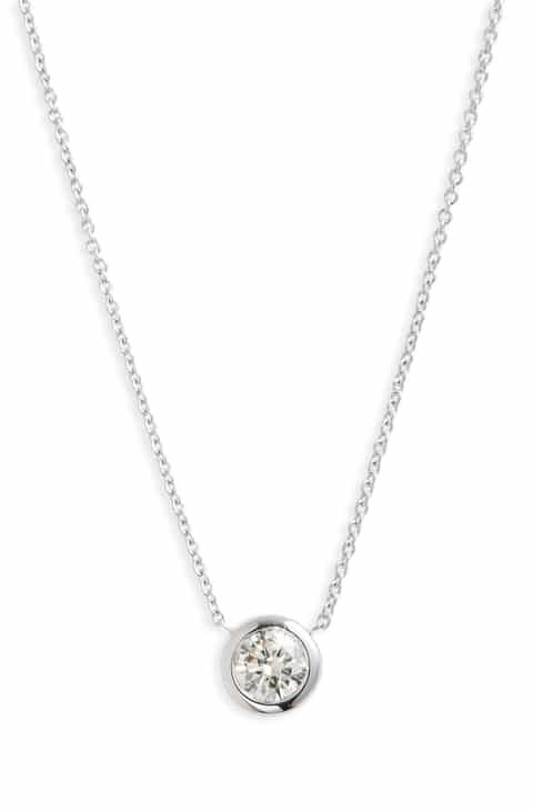  Solitaire Diamond Necklace in 14K Gold