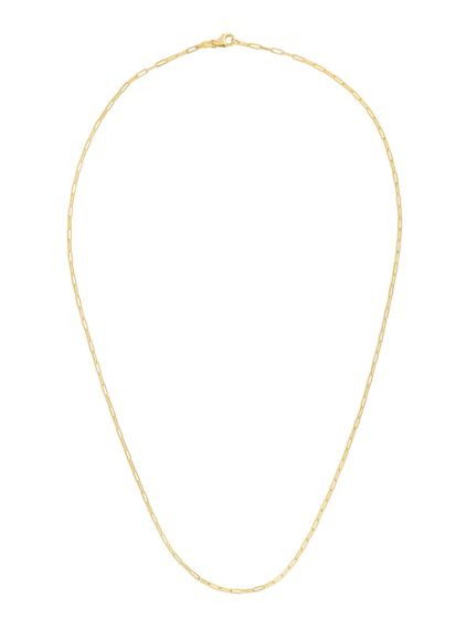 Dainty Paper Clip Link Necklace in Yellow Gold full view