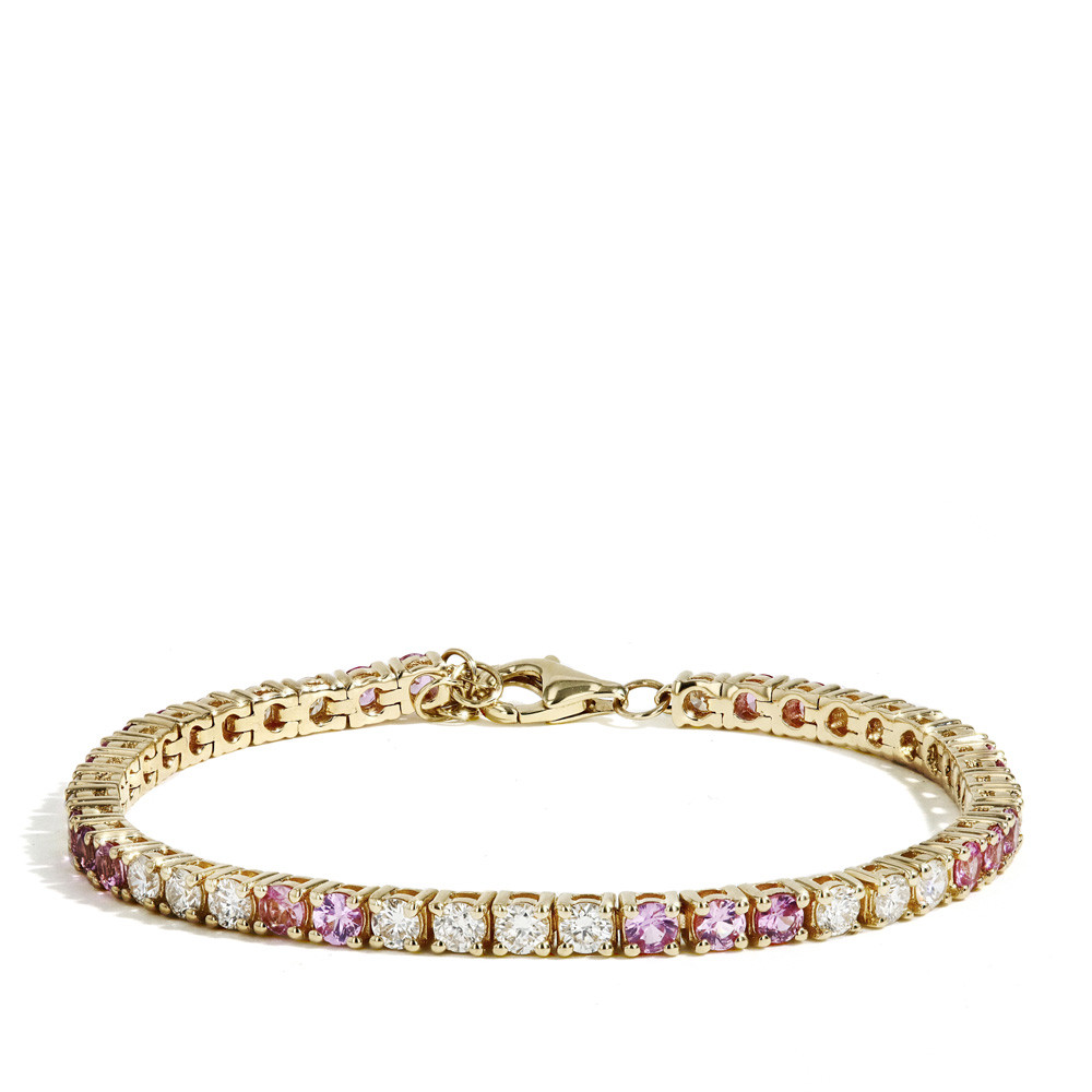 0.91 carat Pink Sapphire & Diamond Bangle on 14K Rose Gold | Marctarian
